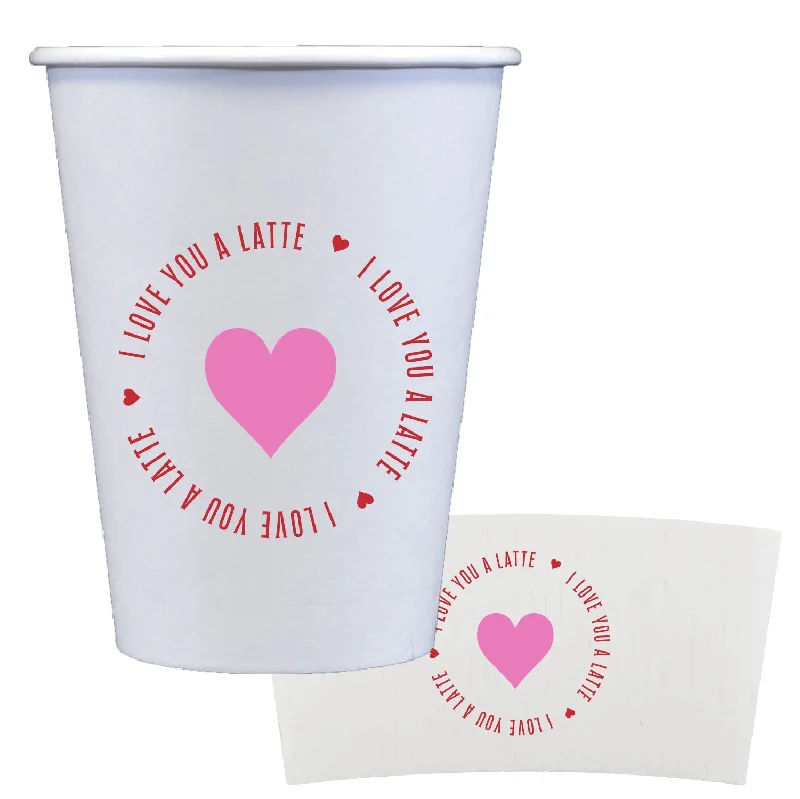 travel mugs with custom designs for marketing-I love you a latte | coffee cups + sleeves