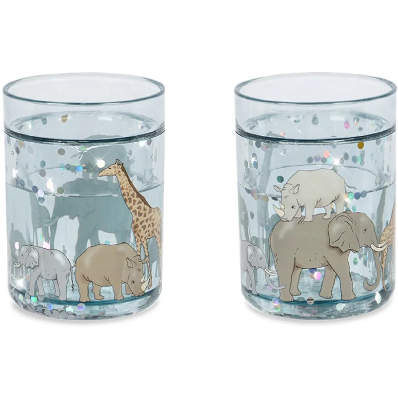 reusable coffee mugs with personalized messages-Konges Sløjd Safari 2 Pack Glitter Cups