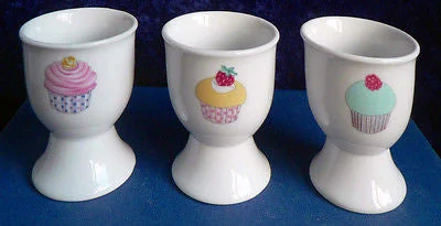 funny coffee mugs for family gatherings-Set of 4 cupcakes cup cakes ceramic eggcups egg cups