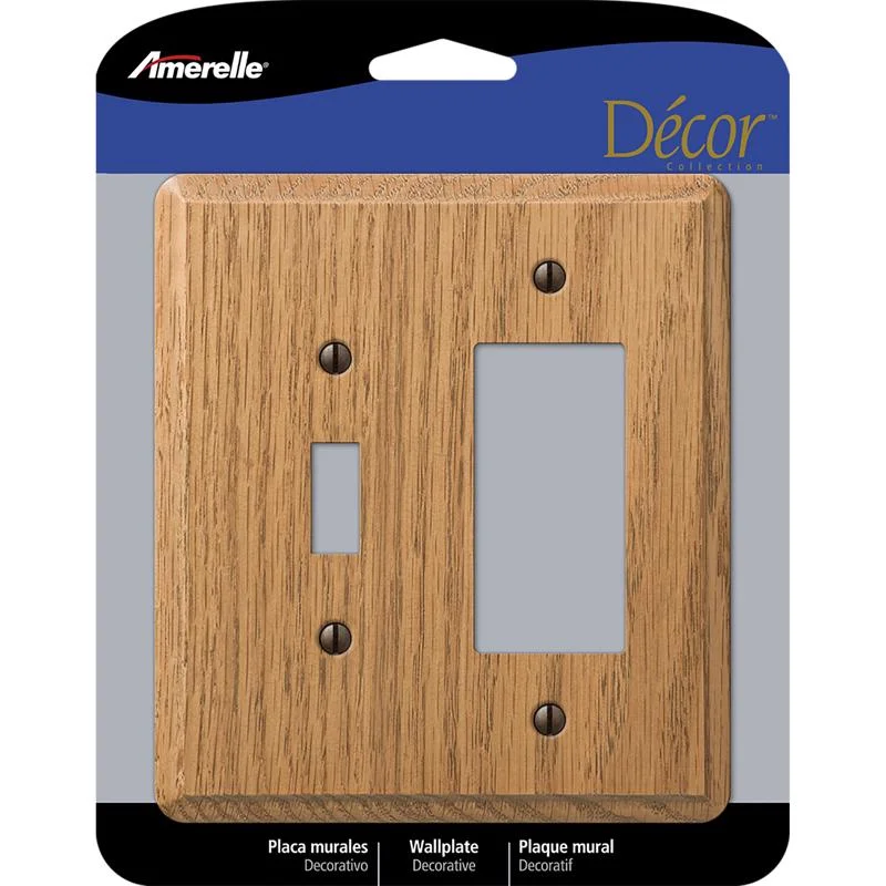 dinnerware for formal brunch gatherings-Amerelle Contemporary Brown 2 gang Wood Decorator/Toggle Wall Plate 1 pk