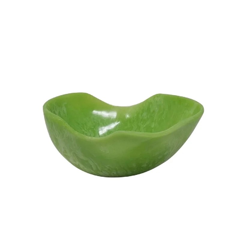 dinnerware set with geometric shapes and patterns-Small Large Fruit Bowl Lime Green Resin Dia 13.3" - Green