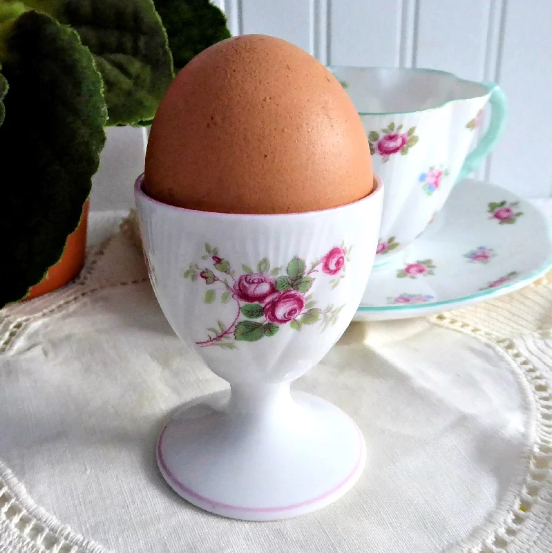 stylish coffee cups for casual gatherings-Shelley Eggcup Rose Spray Dainty Egg Cup 1950s English Bone China Bridal Rose