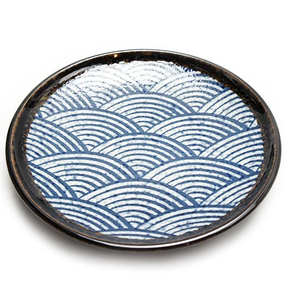 dinnerware for sophisticated dinner events-Medium Plate Seigaiha (6sun) 19.4cm