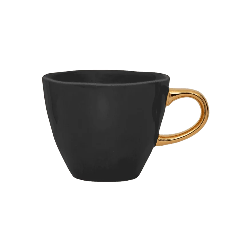 large ceramic mugs for cozy mornings at home-Good Morning cup Coffee Ø8 cm - Black