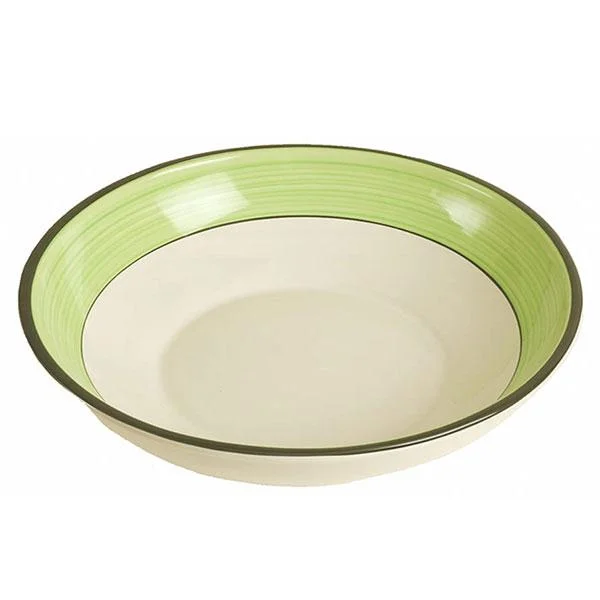 ceramic dinner plates for family meals-Extra Large Serving Bowl - White & Lime Green | Spree Pattern