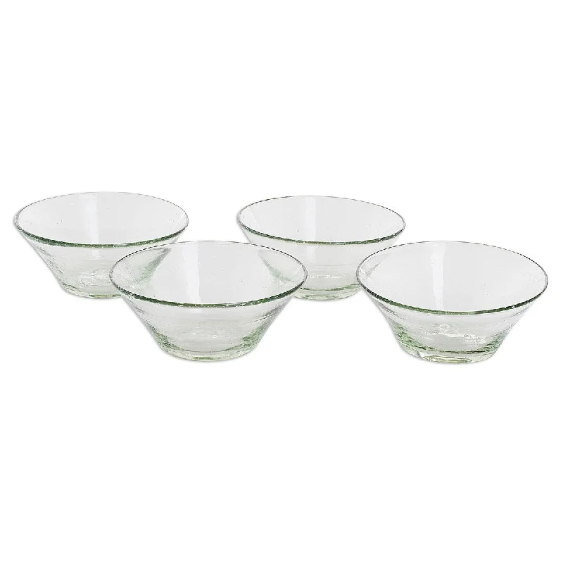 dinnerware for family gatherings and holidays-Novica Handmade Sweet Moments Recycled Glass Dessert Bowls (Set Of 4)