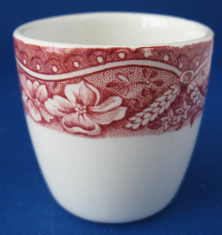 personalized travel coffee mugs for teachers-Eggcup Old Castle Red Transferware Barratts Single Hoop 1950s