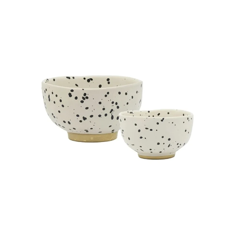 dinnerware set with festive holiday designs-Ecology Speckle  Footed Noodle Bowls Polka 11 & 15cm (Set of 2)