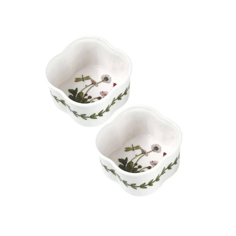 luxury dinnerware for fine dining restaurants-Portmeirion Botanic Garden Scalloped Ramekins 9cm (Set of 2)