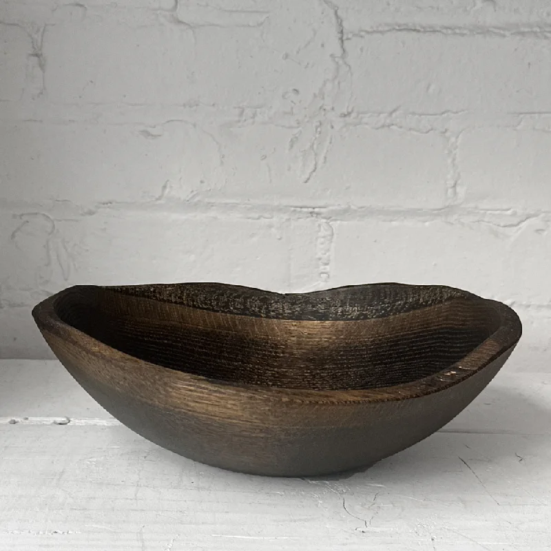 unbreakable plates for outdoor picnics-Spencer Peterman Live Edge Black Ebonized 10" Oval Bowl (# 03)