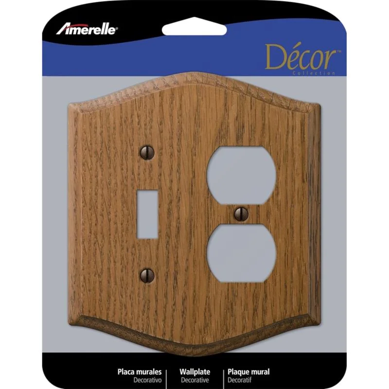 dinnerware for elegant weddings-Amerelle Country Brown 2 gang Wood Duplex/Toggle Wall Plate 1 pk