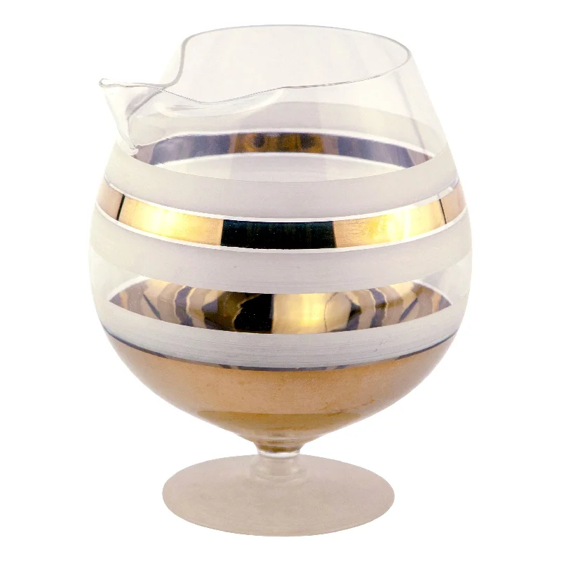 modern porcelain plates for upscale dinners-Gold & White Band Pedestal Cocktail Pitcher