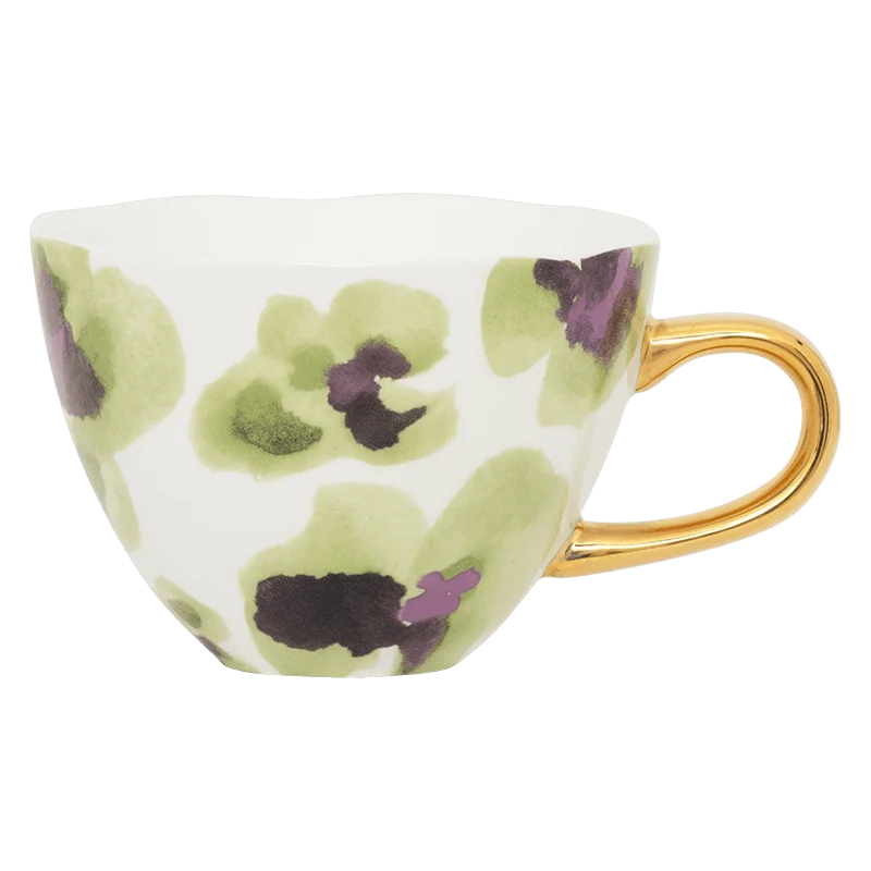 personalized ceramic mugs for tea drinkers-Good Morning cup Cappuccino / Tea Ø11 cm - Green Purple