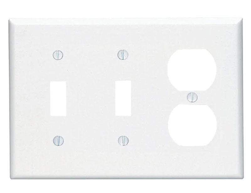 ceramic dinner plates for family meals-Leviton White 3 gang Plastic Duplex/Toggle Wall Plate 1 pk