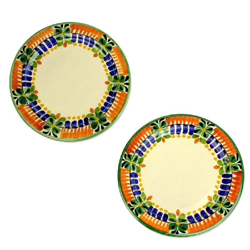 modern porcelain plates for upscale dinners-Majolica Ceramic Dessert Plates, 'Acapulco' (Pair) (Mexico)