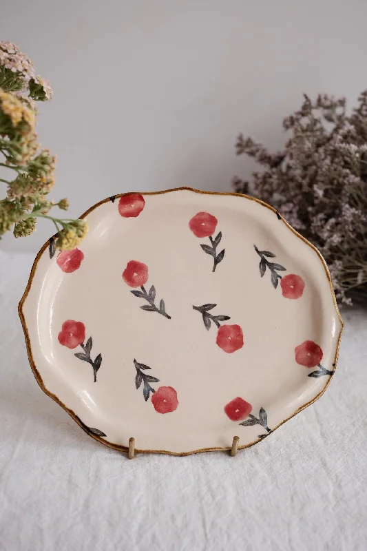 dinnerware for hosting business dinners-Nakagaki Tomoko Water Color Hand Painted Flower Shaped Plate - KP10 #11