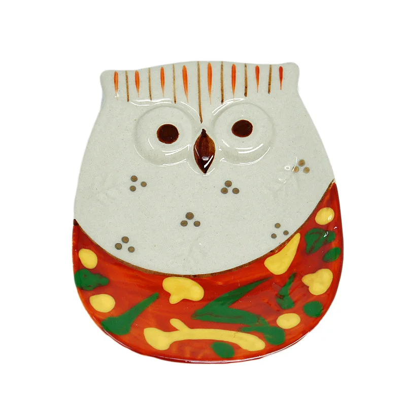 modern dinner plates with bold designs-Mame Plate Akae Owl