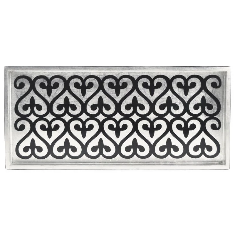 dinnerware for formal brunch gatherings-Silver & Black Hearts Two Drink Tray