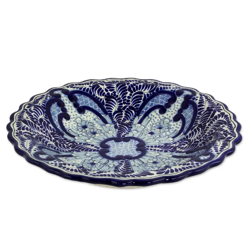 reusable dinnerware for large parties-NOVICA Handmade Puebla Kaleidoscope Ceramic Serving Bowl