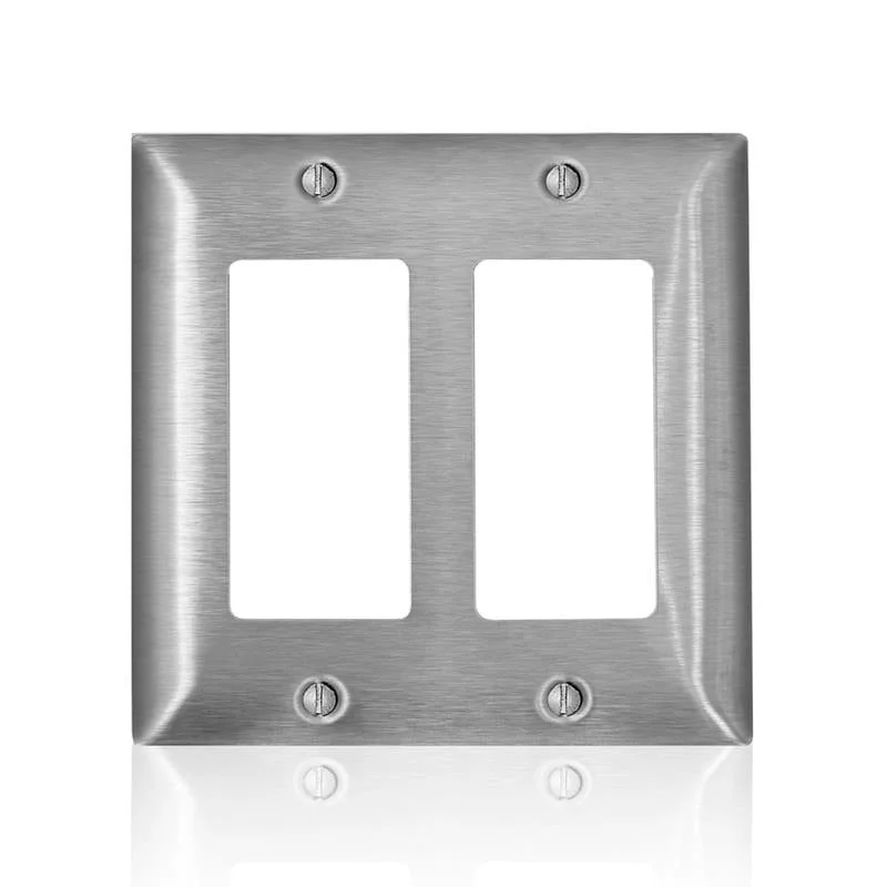 personalized dinner plates for gifts-Leviton C-Series Stainless Steel 2 gang Metal Decorator Wall Plate 1 pk