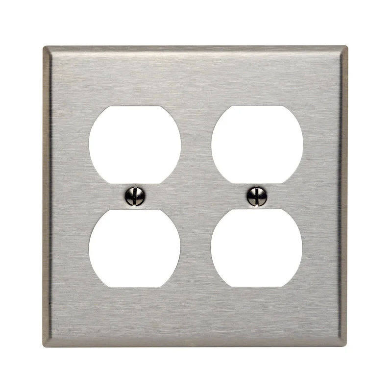 glass dinnerware set with modern designs-Leviton Silver 2 gang Stainless Steel Duplex Wall Plate 1 pk