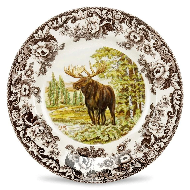 modern dinner plates with contemporary designs-Spode Woodland 10.5" Dinner Plate - Moose