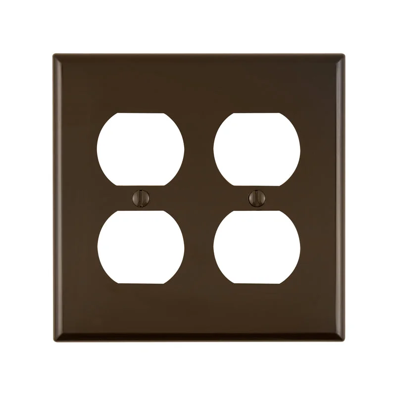 elegant dinnerware for luxury dining experiences-Leviton Brown 2 gang Thermoplastic Nylon Duplex Outlet Wall Plate 1 pk