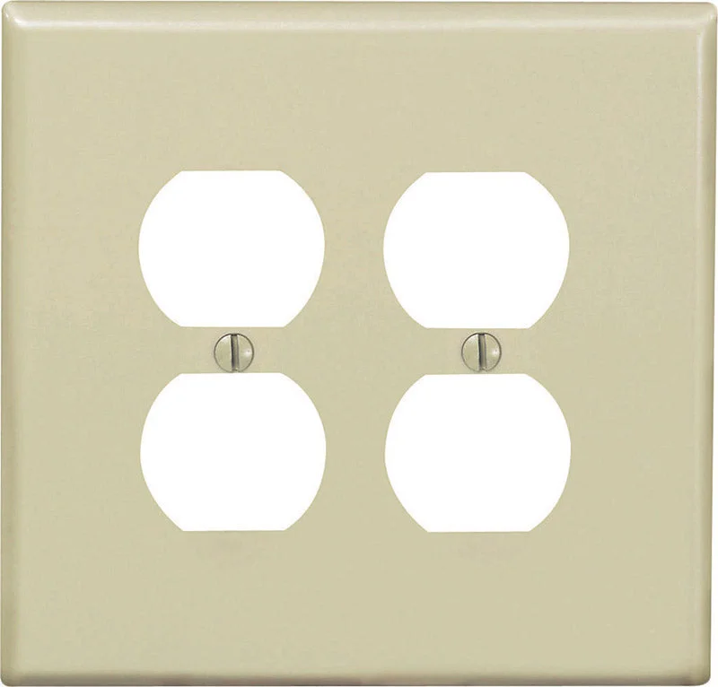 luxurious dinnerware for upscale events-Leviton Midway Ivory 2 gang Nylon Duplex Wall Plate 1 pk