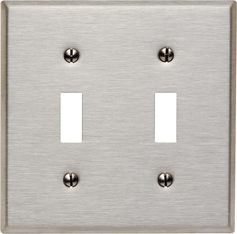 dinnerware set for casual outdoor dining-Leviton Silver 2 gang Stainless Steel Toggle Wall Plate 1 pk