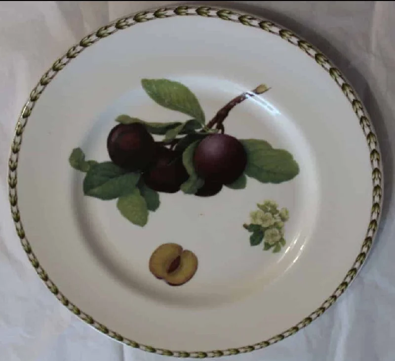 eco-friendly dinnerware for barbecues-Dinner Plate, Rosina-Queens, Hooker’s Fruit Plum, England, Vintage