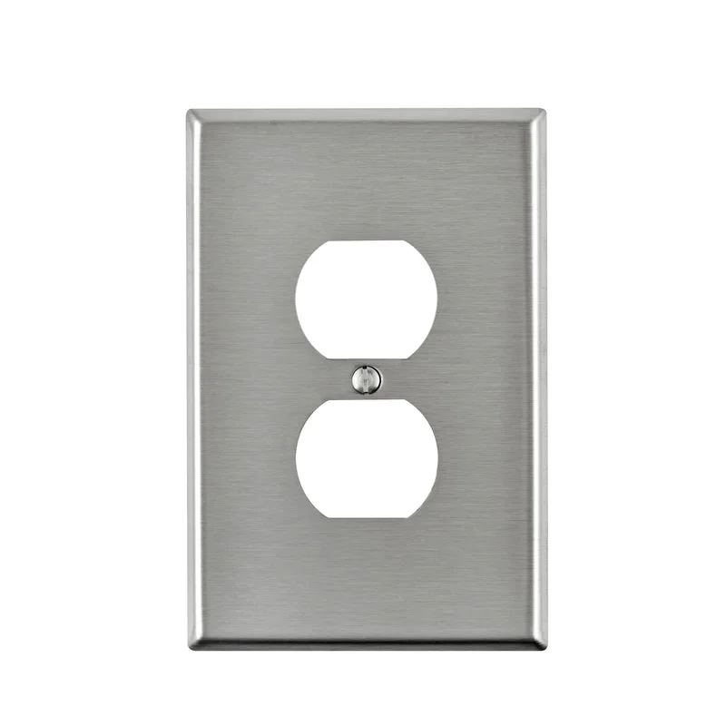 premium dinner plates for upscale events-Leviton Silver 1 gang Stainless Steel Duplex Oversized Wall Plate 1 pk