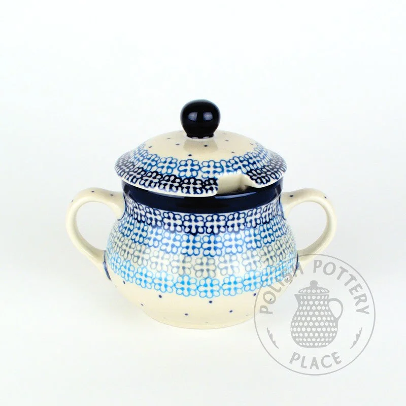 premium dinnerware set for holidays-Large Sugar Bowl  - Blue Rainbow