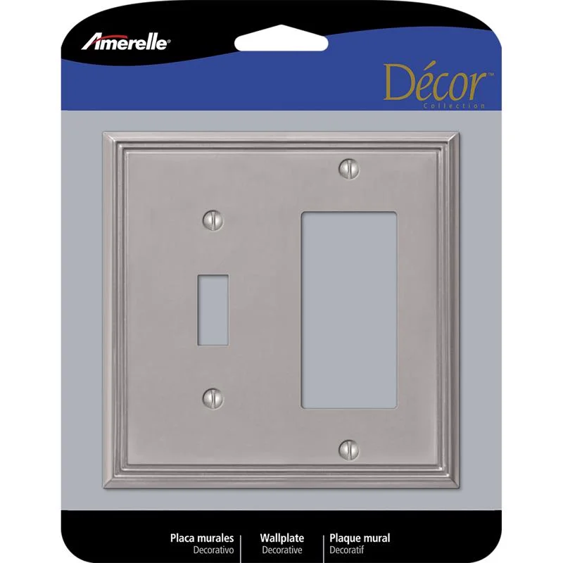 reusable dinnerware for eco-conscious families-Amerelle Metro Gray 2 gang Die-Cast Metal Toggle Wall Plate 1 pk