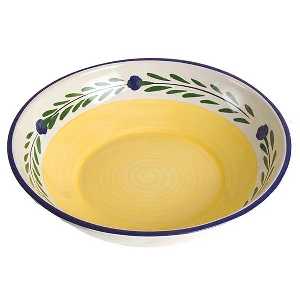 luxury porcelain dinnerware set-Extra Large Serving Bowl - White & Yellow & Blue & Green | Bella Flora