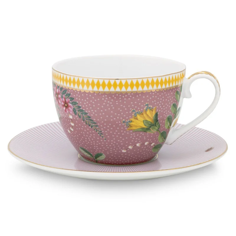 personalized coffee cups with photos for gifts-Pip Studio La Majorelle Cup & Saucer - Pink