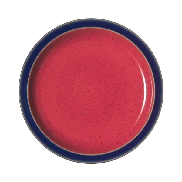 casual dinnerware set for outdoor dining-Denby Harlequin Blue/Red Dinner Plate