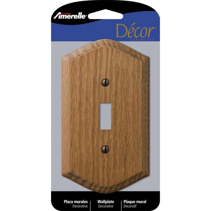 bamboo plates for eco-friendly dining-Amerelle Country Brown 1 gang Wood Toggle Wall Plate 1 pk