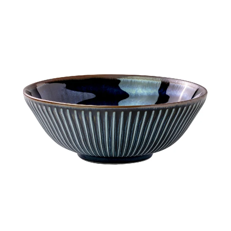 stoneware dinner plates for hosting guests-Concept Japan Yohen Sendan Large Bowl Navy 21.5cm