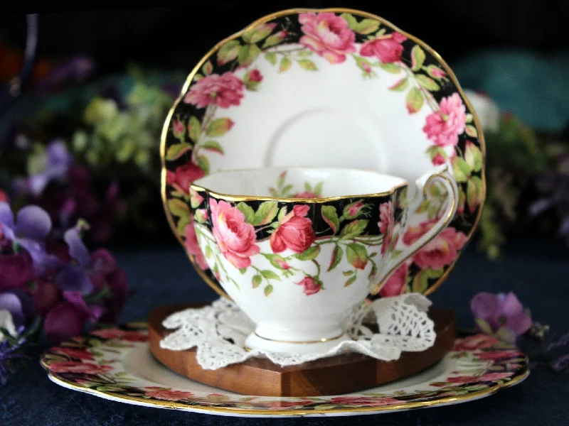 best travel mugs with handles for commuters-Bone China Teacup, Tea Cup, Saucer and Side Plate, Princess Anne 17502