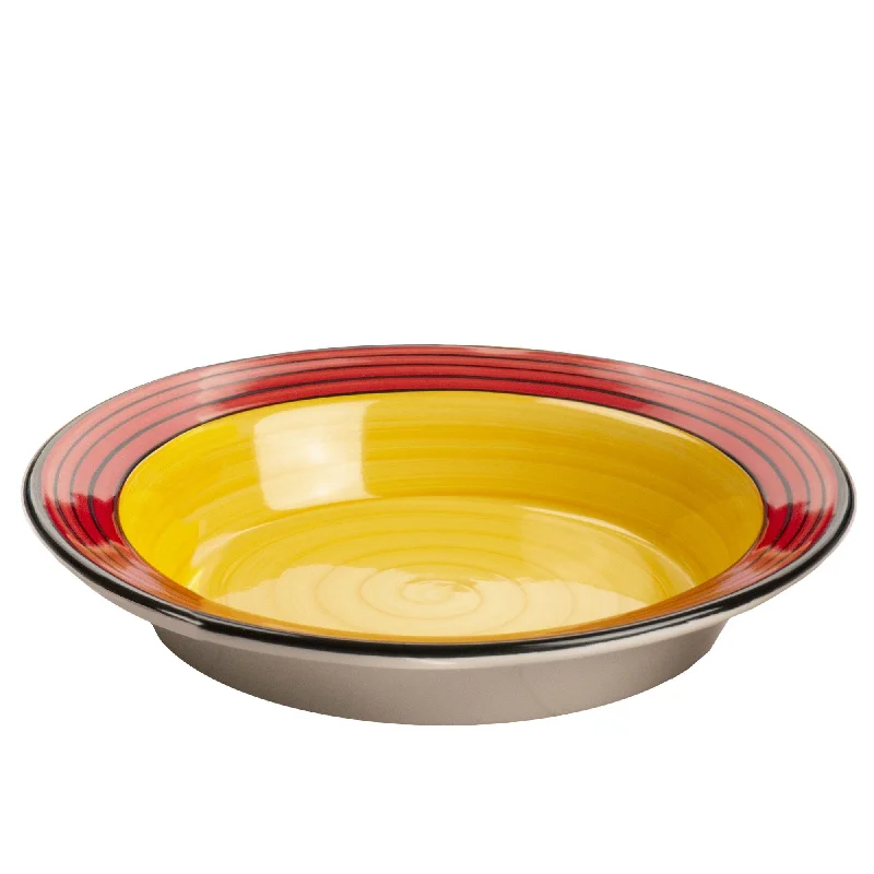 stylish dinnerware for hosting dinner parties-Pasta Bowl - Red & Yellow | Carousel Pattern