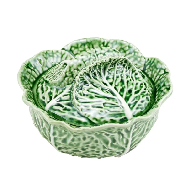 rustic dinnerware set for farmhouse style-Bordallo Pinheiro Cabbage Tureen Small Green 400ml