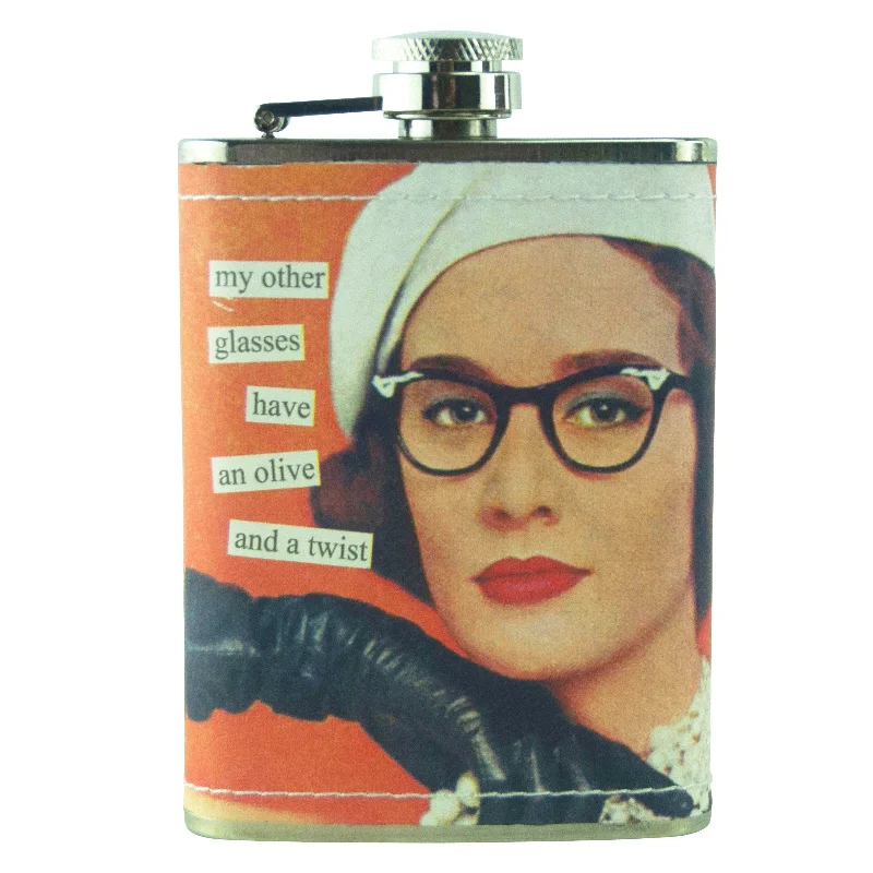 modern dinnerware set for family dinners-Olive & Twist Anne Taintor Flask