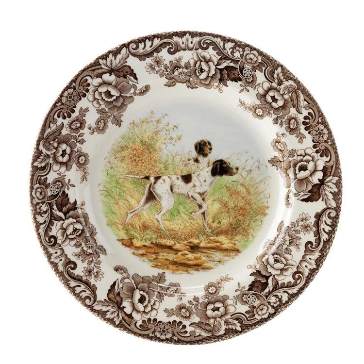 colorful dinnerware set for kids’ birthdays-Spode Woodland 10.5" Dinner Plate - Flat Coated Pointer