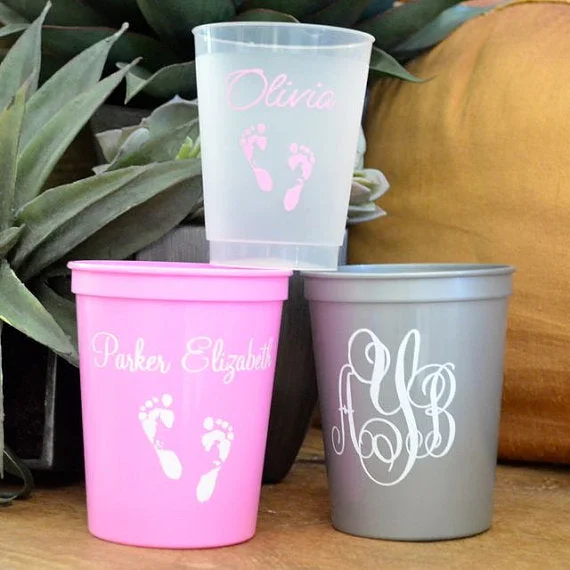 reusable coffee cups for commuting to work-Personalized Baby Shower Stadium Cups