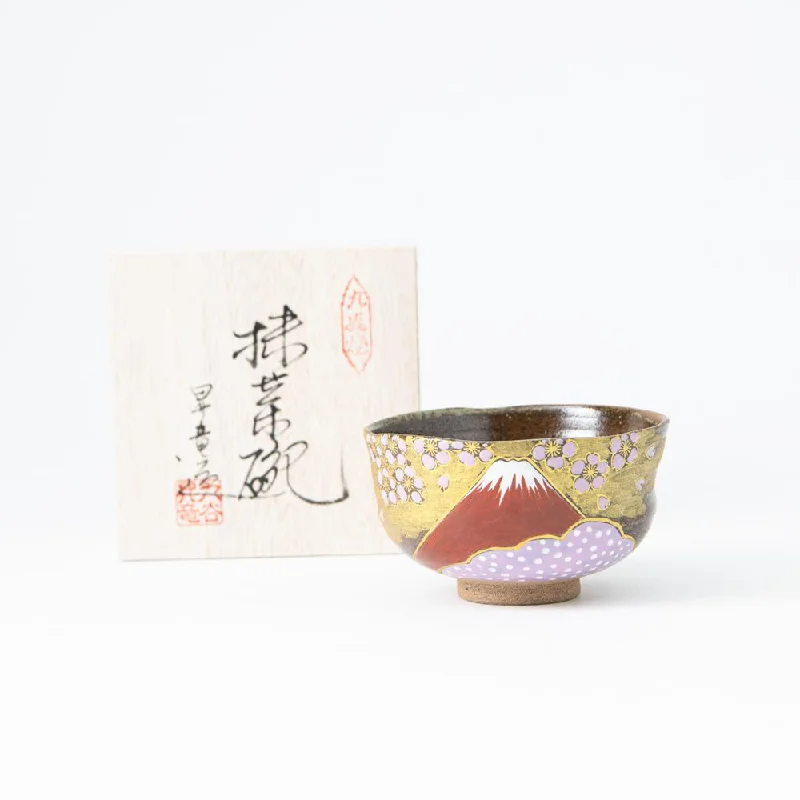 dinnerware for hosting business dinners-Sakura and Mt.Fuji Kutani Matcha Bowl Chawan