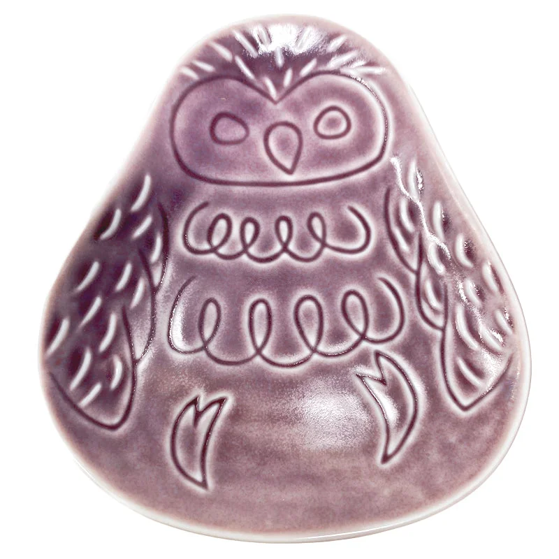 elegant tableware for holiday events-Small Plate Owl Amethyst