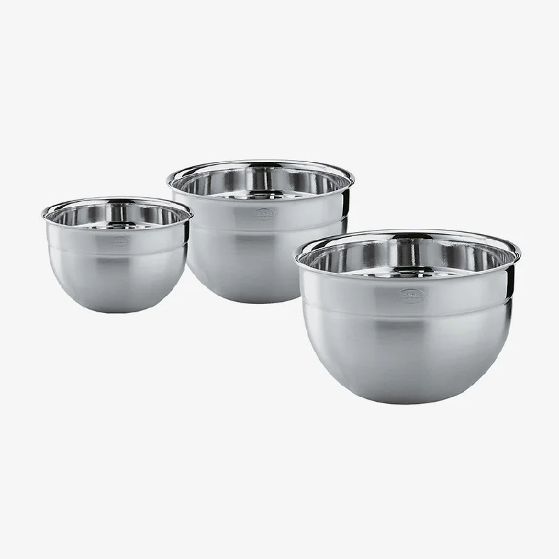 eco-friendly dinnerware for barbecues-Rosle | Deep Bowl, 3 Pcs. - Silver