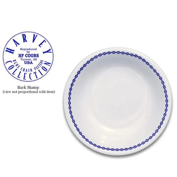 stoneware dinner plates for hosting guests-Grapefruit Dish - White & Blue | Fred Harvey Blue Chain