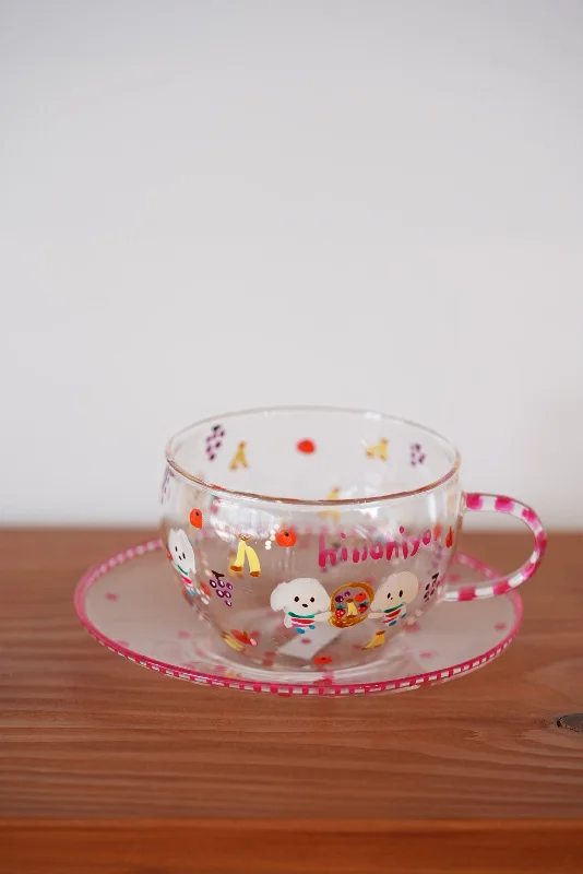 reusable coffee cups with fun designs-hina hiyo club Glass Coffee Cups w Sacuer #2