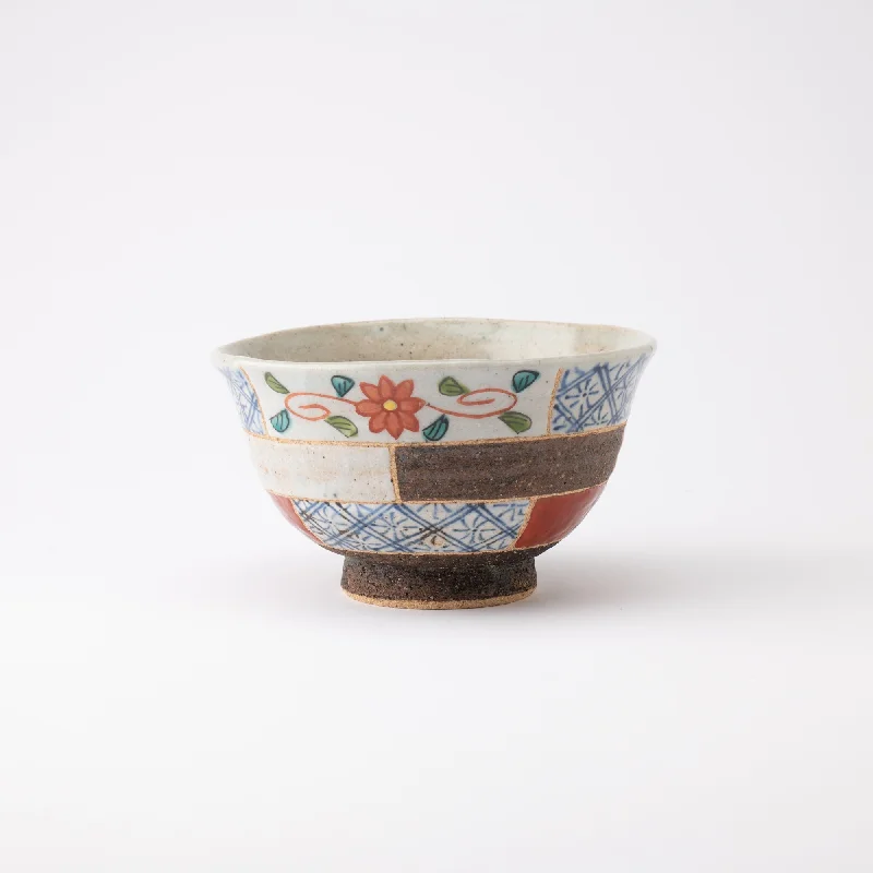 sustainable dinner plates for everyday use-Kousai Kiln Flower Hasami Donburi Bowl M